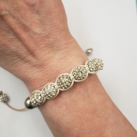 Joseph Nogucci,  glitter glam beaded silver glitz adjustable bracelet - Picture 5 of 11